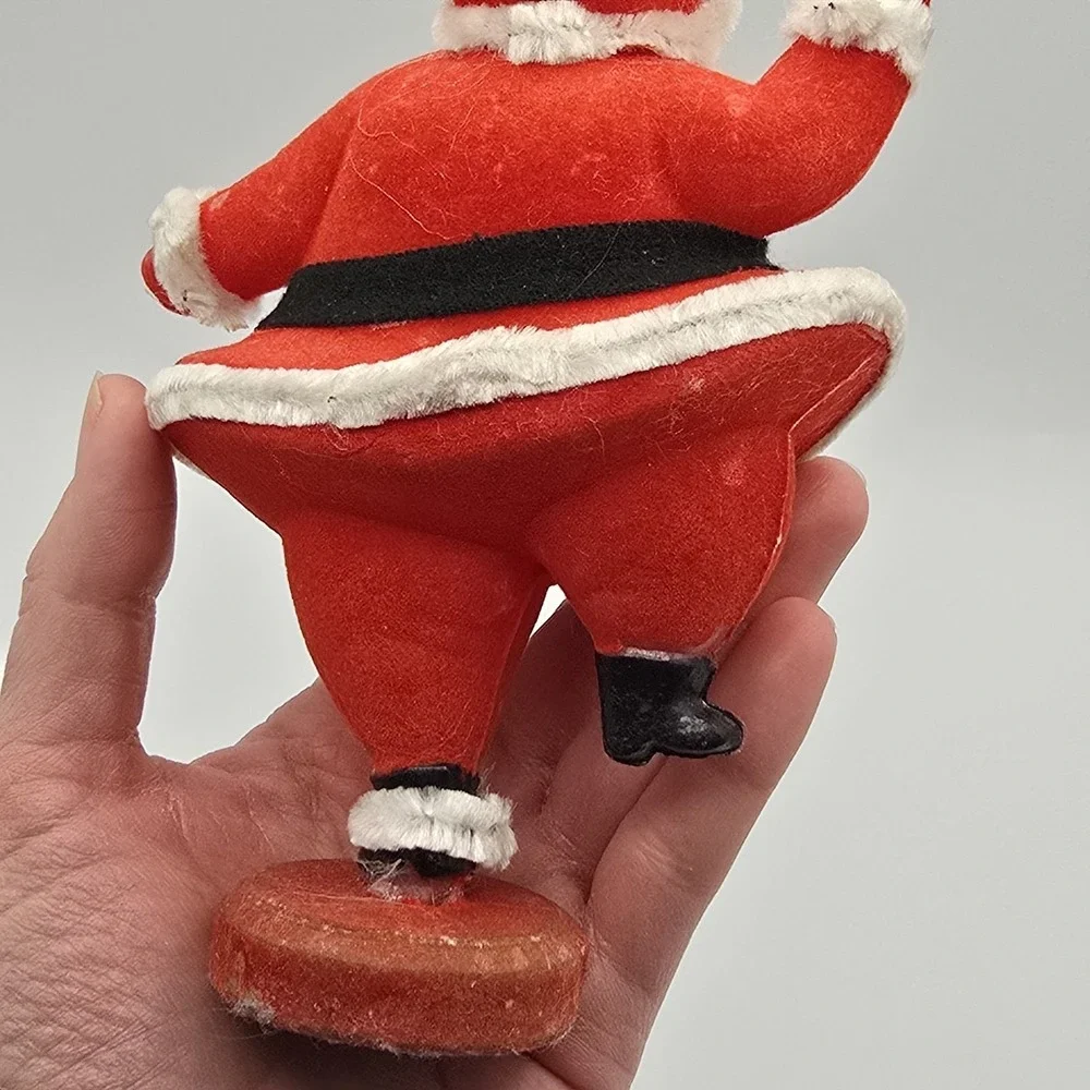 Vintage Flocked Dancing Santa Claus 1960s Christmas‎ Holiday Kitschy 7